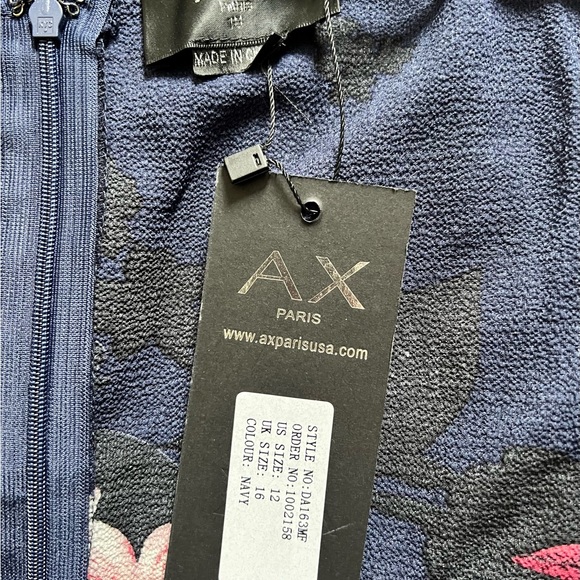AX Paris | Navy Floral Cutout Handkerchief Dress - Picture 5 of 6